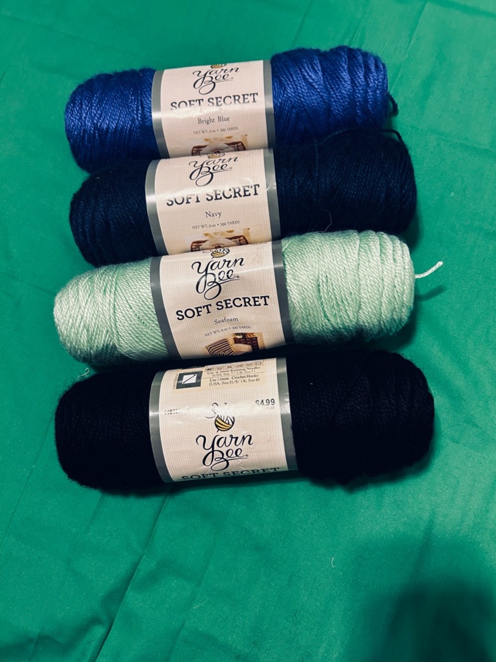 Yarn Bee Soft Secret Yarn Ball - Blue, Navy, Seafoam, Black